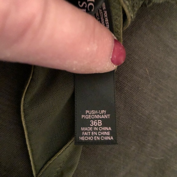 Victoria Secret 38B rare olive green push up bra great double back strap - Picture 6 of 14